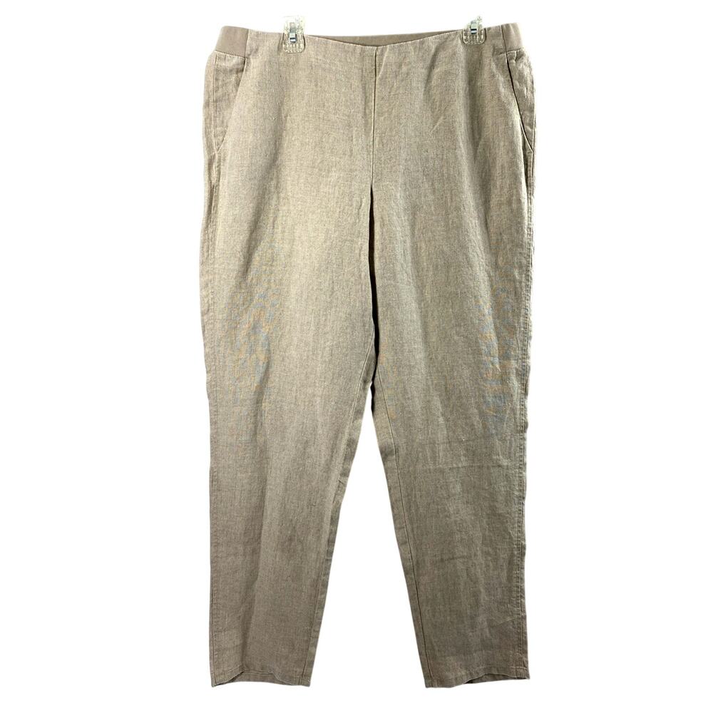 J.Jill Linen‎ Pants Womens Large Tall Beige Straight Coastal Pull On Slacks